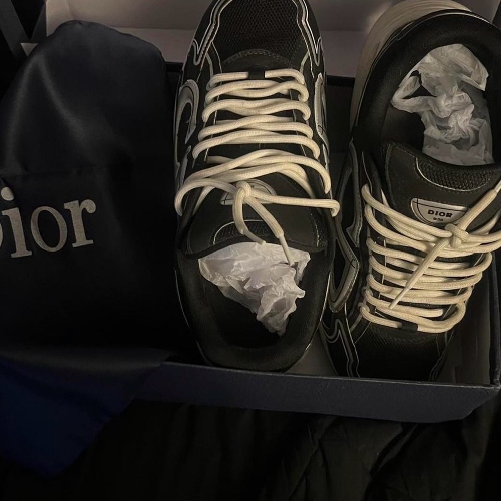 Dior Men's Black and White Sneakers